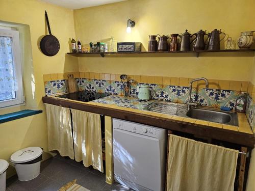 a kitchen with a sink and a washing machine at Apartment Ad Alta Obervellach in Obervellach