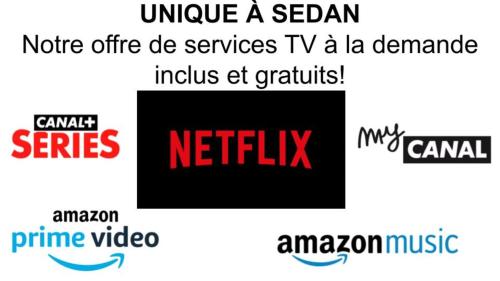 ein Screenshot der verschiedenen Logos für einen Sesben-Kanal in der Unterkunft Superbe appartement face au Château - 2 chambres - Netflix/Canal+ in Sedan