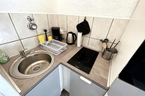 普萊藤貝格的住宿－Modern & Cozy 1 room Apartment，一个带水槽和台面的小厨房