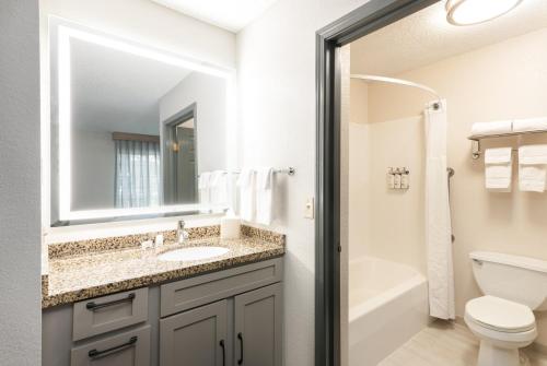 uma casa de banho com um lavatório e um WC em Candlewood Suites Eagan - Mall of America Area, an IHG Hotel em Eagan