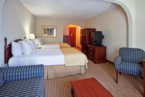 a hotel room with a large bed and a tv at Holiday Inn Hotel and Suites Peachtree City, an IHG Hotel in Peachtree City