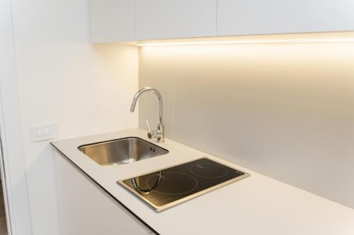 a kitchen counter with a sink in a kitchen at SINFONIA LUX in Belgrade