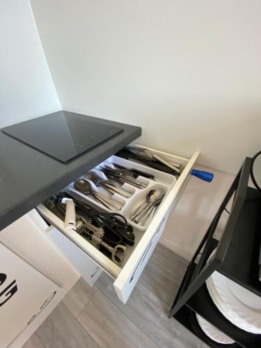 Η κουζίνα ή μικρή κουζίνα στο Apartment mit Loggia und Traumblick
