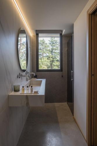 a bathroom with a sink and a mirror at BOX ART ALPINO in Navacerrada