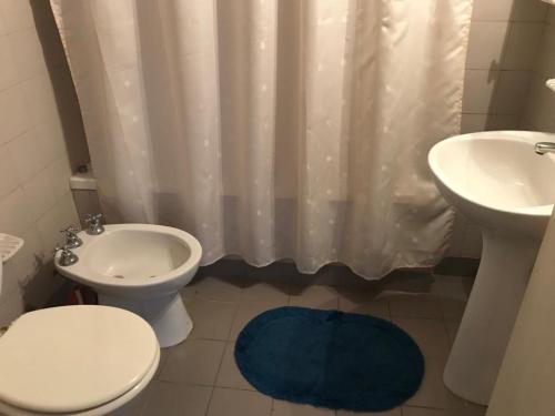 a bathroom with a toilet and a sink and a shower at AMPLIO Y LUMINOSO in Concordia
