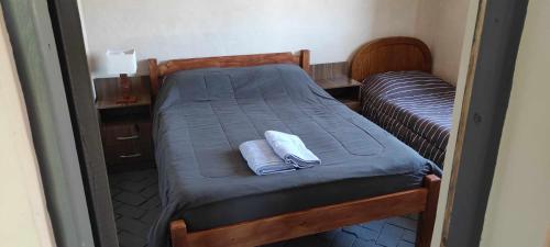 a small bedroom with two beds in a room at Retiro San Francisco 2 hasta 6 huespedes -Pais Uruguay in Paysandú