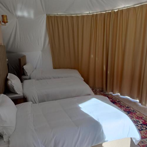 Postel nebo postele na pokoji v ubytování Wadi Rum Marcanã camp