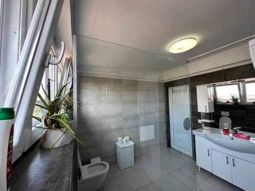 a bathroom with a toilet and a sink at 38 Apartment 1 in Pristina