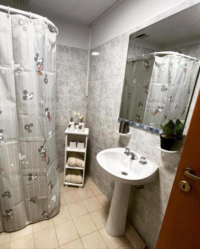 a bathroom with a sink and a shower at Maison Rouge Puerto Madryn in Puerto Madryn
