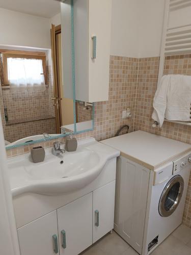 a bathroom with a sink and a washing machine at LoChaletCivico47 in Rome