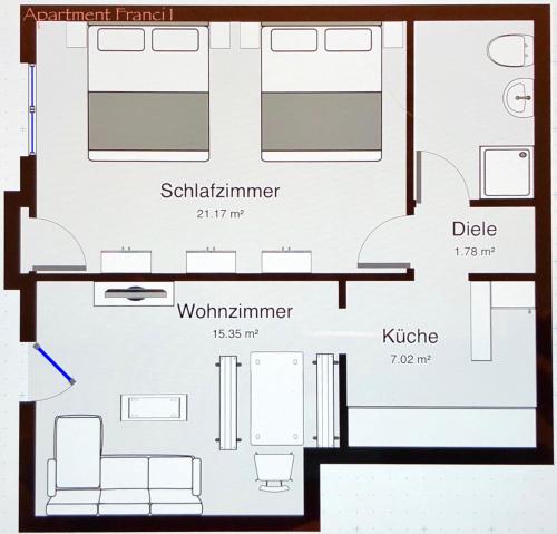 a floor plan of a house at Apartment Franci in Wiebelskirchen