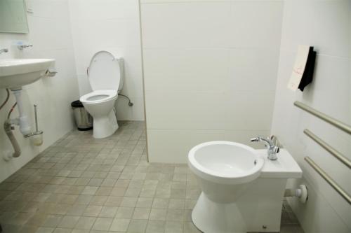 a bathroom with a toilet and a sink at Külalistemaja Tudulinnas in Tudulinna