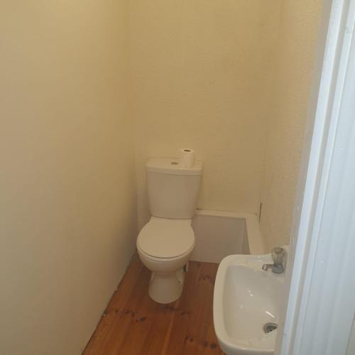 a small bathroom with a toilet and a sink at 1 James Green in Kilkenny