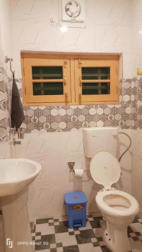 a bathroom with a toilet and a sink at Moonshine Homestay Kashmir in Srinagar
