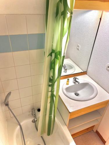 une salle de bain avec une douche, un lavabo et une baignoire dans l'établissement APPARTEMENT CHALETS DU SUPER D, à Saint-Étienne-en-Dévoluy