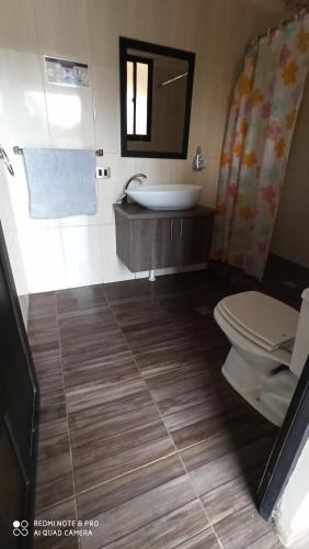 łazienka z umywalką i toaletą w obiekcie HOSTEL BRISAS w mieście Torotoro