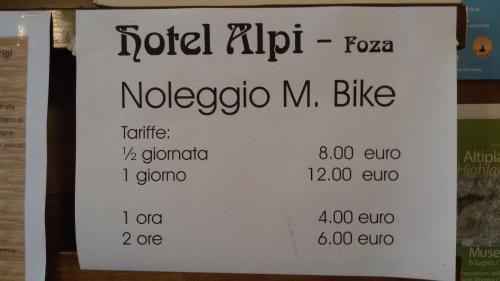 Certificado, premio, señal o documento que está expuesto en Hotel Alpi - Foza
