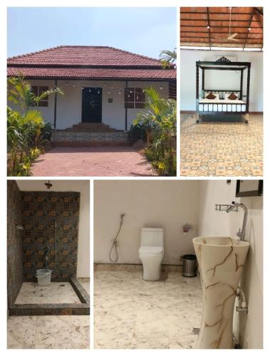 a collage of three pictures of a house with a toilet at RUSTIC VOGUE in Shamirpet