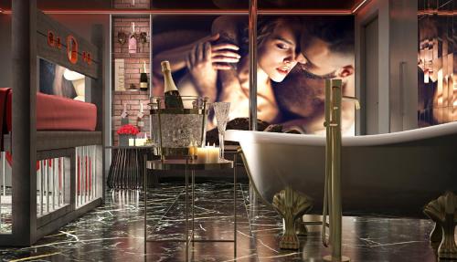 Χώρος καθιστικού στο Grey Champagne Spa by Secret Apartament