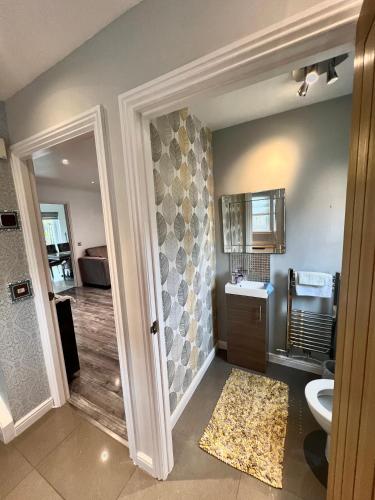a bathroom with a toilet and a sink at Paradise on earth in Garthamlock