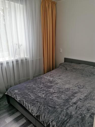 a bedroom with a bed next to a window at Jaama Apartment in Valga