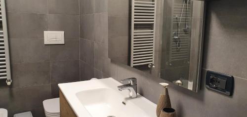 奧爾巴薩諾的住宿－La Maison di Aurora，一间带水槽和镜子的浴室