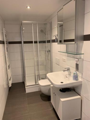 a bathroom with a toilet and a sink and a shower at Estelada Hostel Berg am Laim in Munich