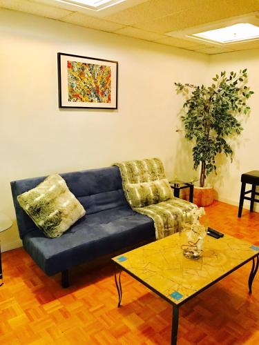 Ruang duduk di Stylish Montreal Apartment: Comfortable Stay in the Golden Square Mile