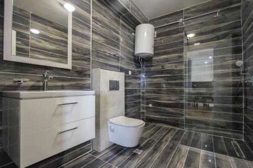 ein Bad mit einem WC und einem Waschbecken in der Unterkunft Tivat Oasis 2 in Tivat