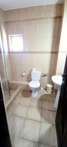 a bathroom with a toilet and a sink at Hotel Blue Sky Resort in Eforie Nord