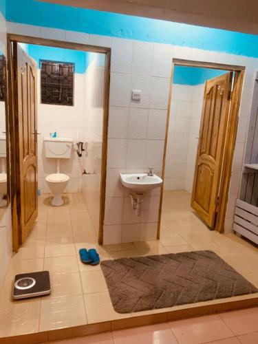 a bathroom with a sink and a toilet at Sinana country Home-Backpackers Stay in Kibongoto