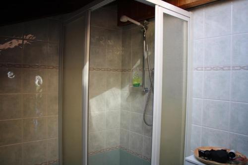 a shower with a glass door in a bathroom at VILLA ADRY Mon Reve Holidays in Aosta