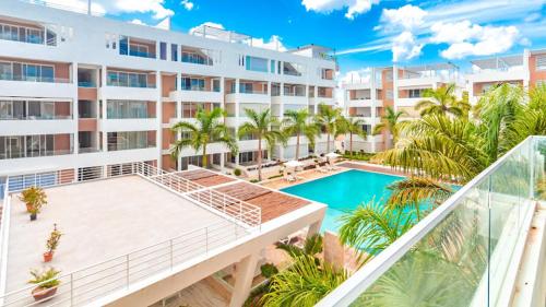 Výhled na bazén z ubytování Apartamento A 800 metros de la Playa de Bayahibe nebo okolí