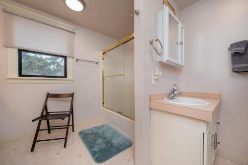 錫賽德的住宿－Cunningham Coop，一间带水槽和椅子的浴室
