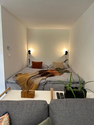 1 dormitorio con 1 cama y 1 sofá en Chata Lila Bee en Hodruša