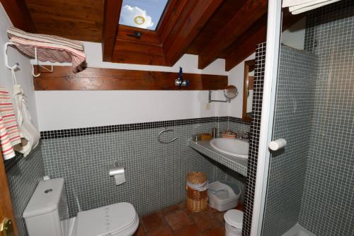 a bathroom with a toilet and a sink at Hotel-Posada La Casa de Frama in Frama