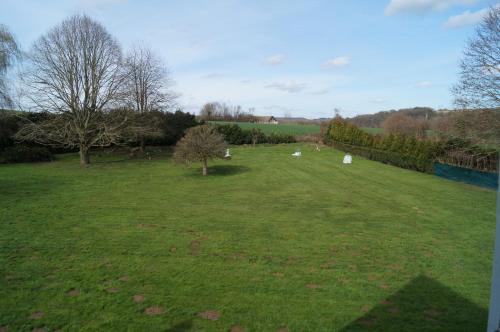 a large grassy field with trees in the distance at Le Relais De Dalibray in Seraincourt
