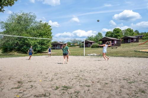 - un groupe de personnes jouant au volley-ball sur une plage dans l'établissement Camping Les Vosges du Nord, à Oberbronn