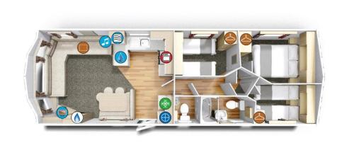 a floor plan of a small apartment at Newquay Bay Porth Caravan - 8 Berth in Newquay