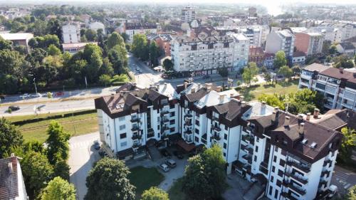 an aerial view of a building in a city at Legato Apartment in Brčko