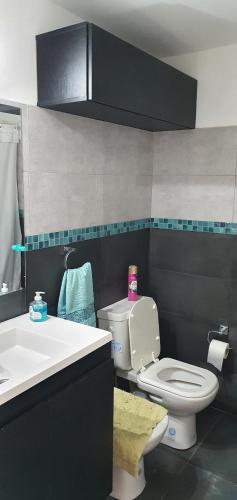 ein Badezimmer mit einem weißen WC und einem Waschbecken in der Unterkunft Rock Apart in Puerto Madryn
