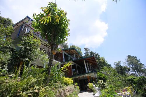 a house on a hill with trees in front of it at Rock side inn - Ella in Ella