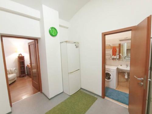 La salle de bains est pourvue d'une douche et d'un lave-linge. dans l'établissement Apartment Captain Nemo Prague, à Prague