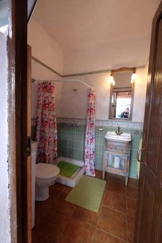 a small bathroom with a toilet and a sink at Casa Pancha in Garafía