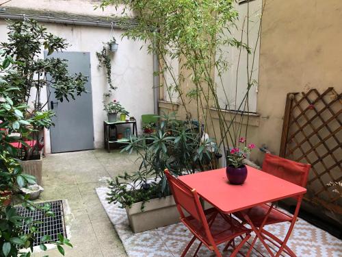 Guest house 40 m2 pour 1,2,3 personnes-Rez de Chaussée sur Rue et Patio-Séjour,Cuisine,SDB,Chambre avec Lit double-2 canapés lit japonais et matelas gonflable-Entrée côté Rue Berzélius-4 m du Métro Brochant lig13- Bus 31,54,74 ers sites touristiques