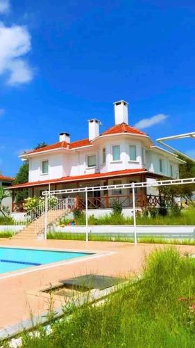 a large house with a swimming pool in front of it at VILLA in Tekirdag- Istanbul in Tekirdag