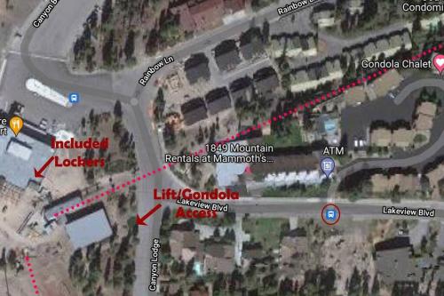 a map of a road with a red line at Gondola Chalet -New Luxury 5 Bdrm Condo @ Canyon Lodge, Steam Room in Mammoth Lakes