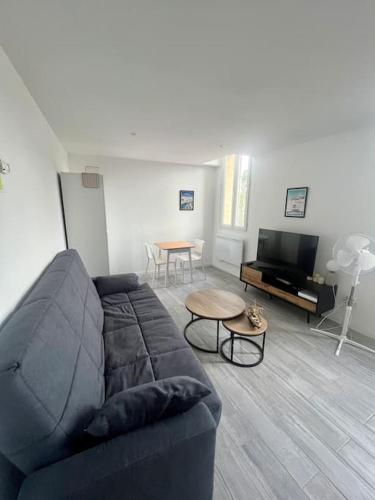un salon avec un canapé et une table dans l'établissement Studio cosy refait à neuf, à Marseille
