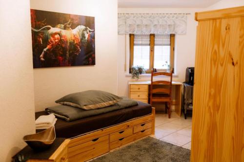 Postel nebo postele na pokoji v ubytování Moderne Landwohnung - in Toplage