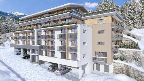 a rendering of a building in the snow at Centerhouse Wagrain in Wagrain